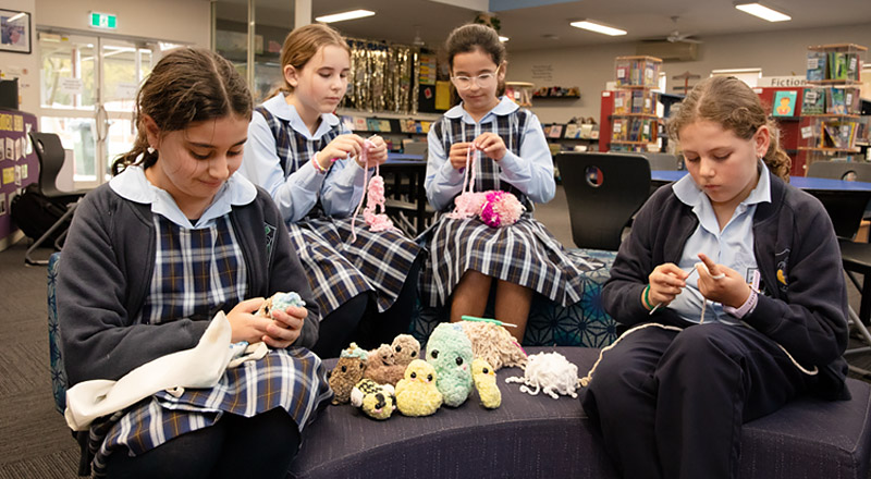 Trinity Catholic Primary Kemps Creek students crochet