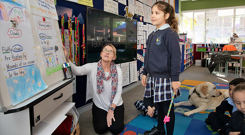 Trinity Catholic Primary Kemps Creek students in class with teacher