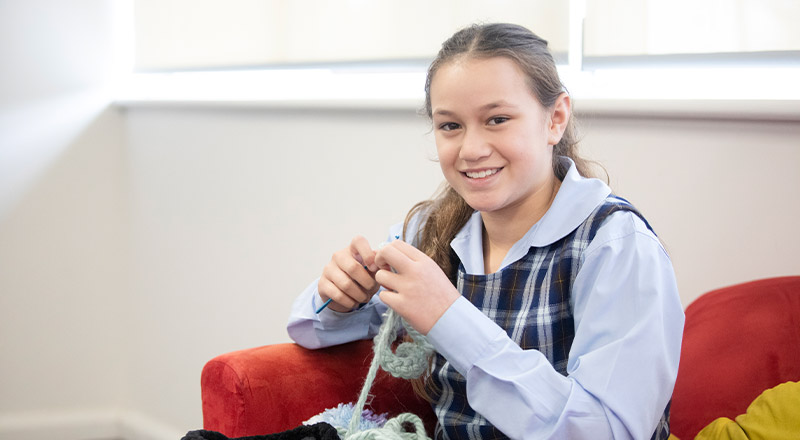 Student crochet at Trinity Catholic Primary School Kemps Creek