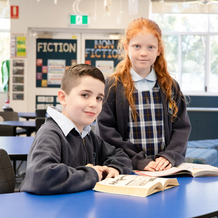 Two happy students from Trinity Catholic Primary Kemps Creek